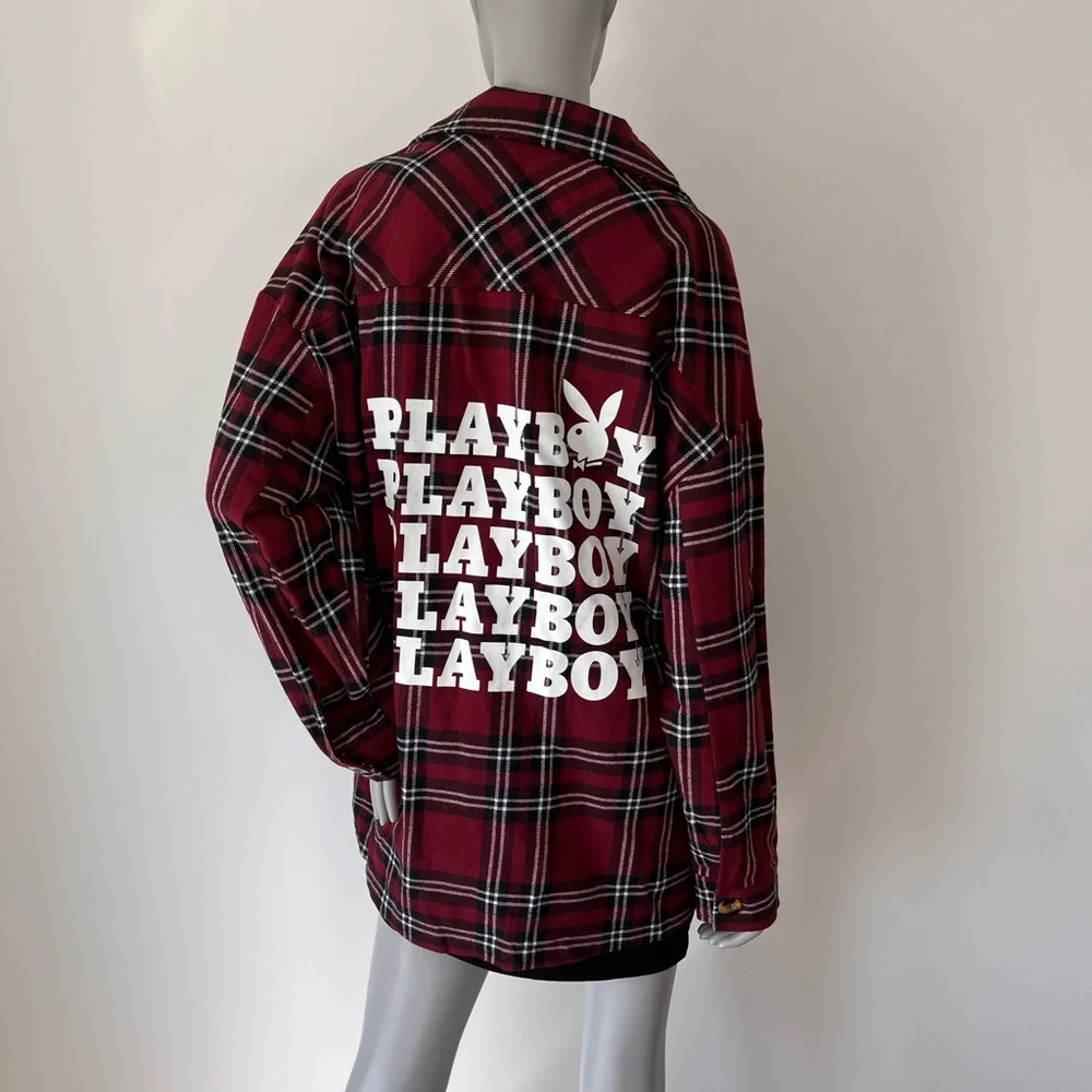 PLAYBOY| PLAID OVERSIZED SHACKET - Picture 1 of 8